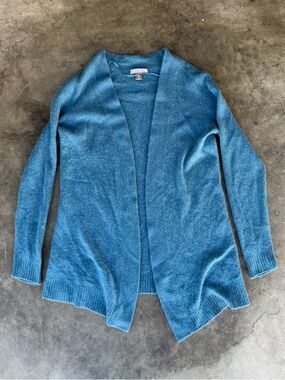 Cashmere By Charter Club Woman’s Size M 2 Ply Cashmere Cardigan Open Front Blue